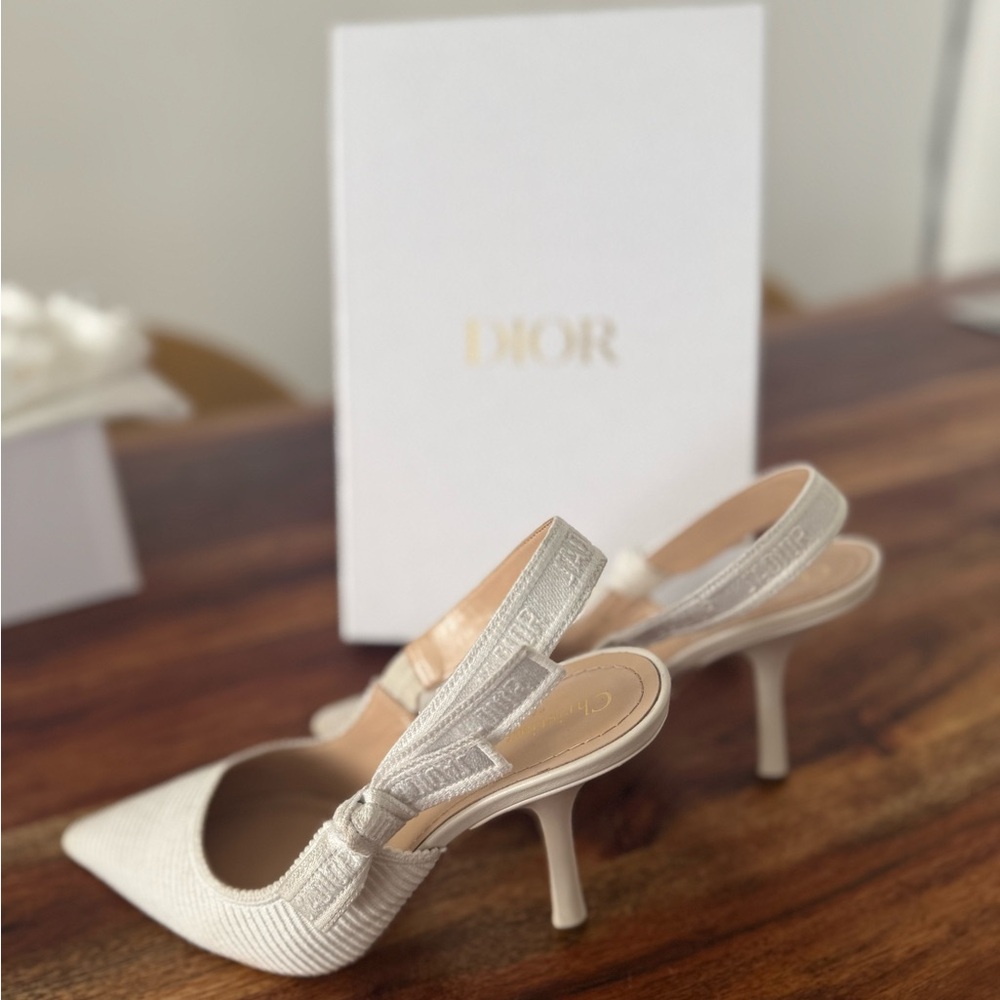 Dior Women's Elegant White Slingback Heels - Picture 2 of 14